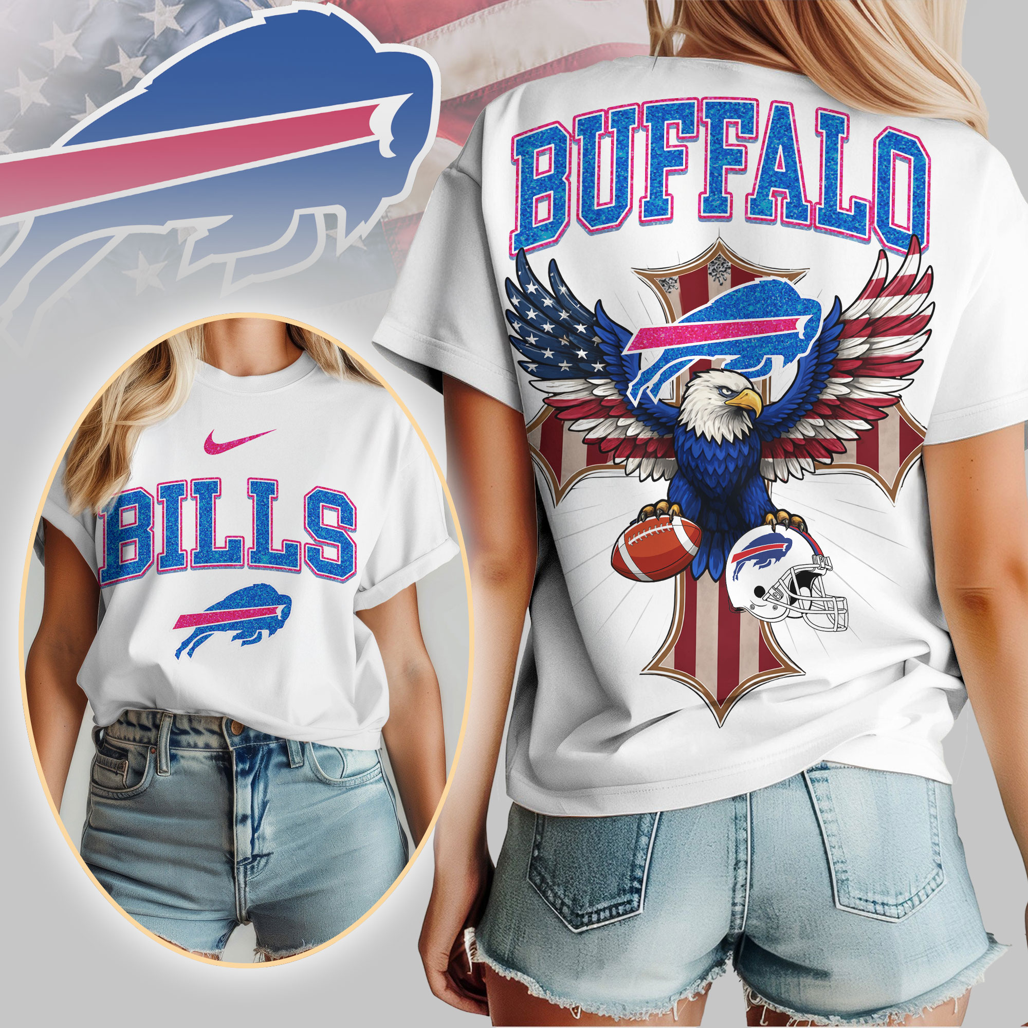 Buffalo Bills | Premium NFL Freedom Eagle Women Shirt