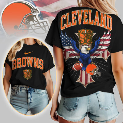 Cleveland Browns | Premium NFL Freedom Eagle Women Shirt