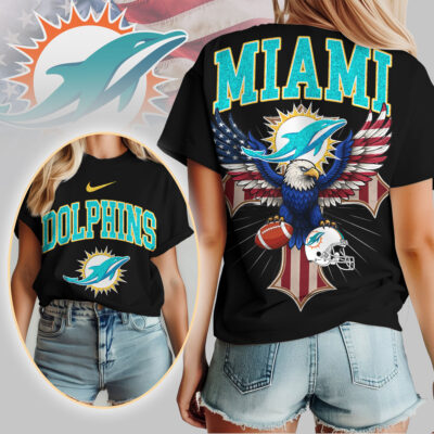 Alternative view of Miami Dolphins | Premium NFL Freedom Eagle Women Shirt