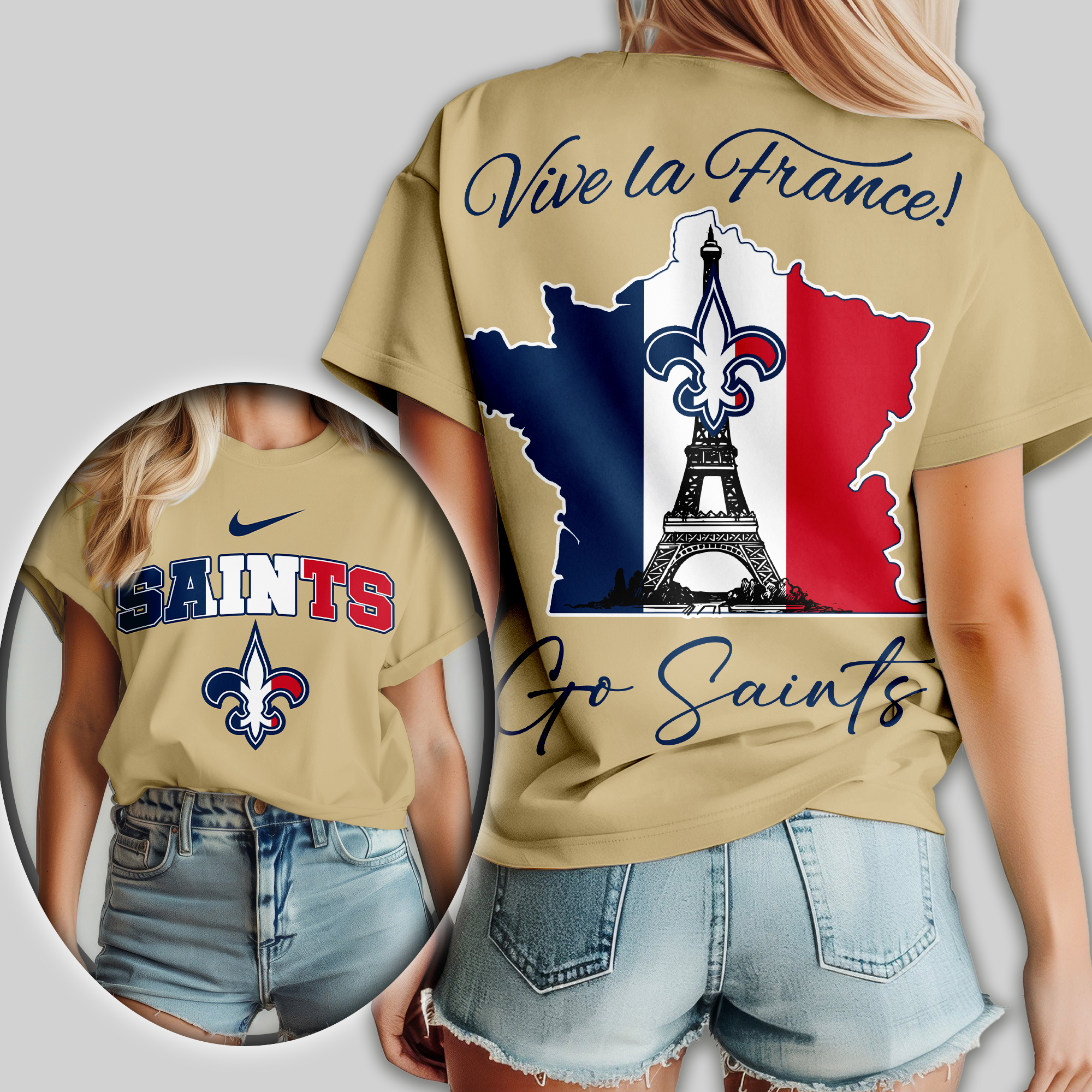 New Orleans Saints | Premium NFL France Women Shirt - Image 3