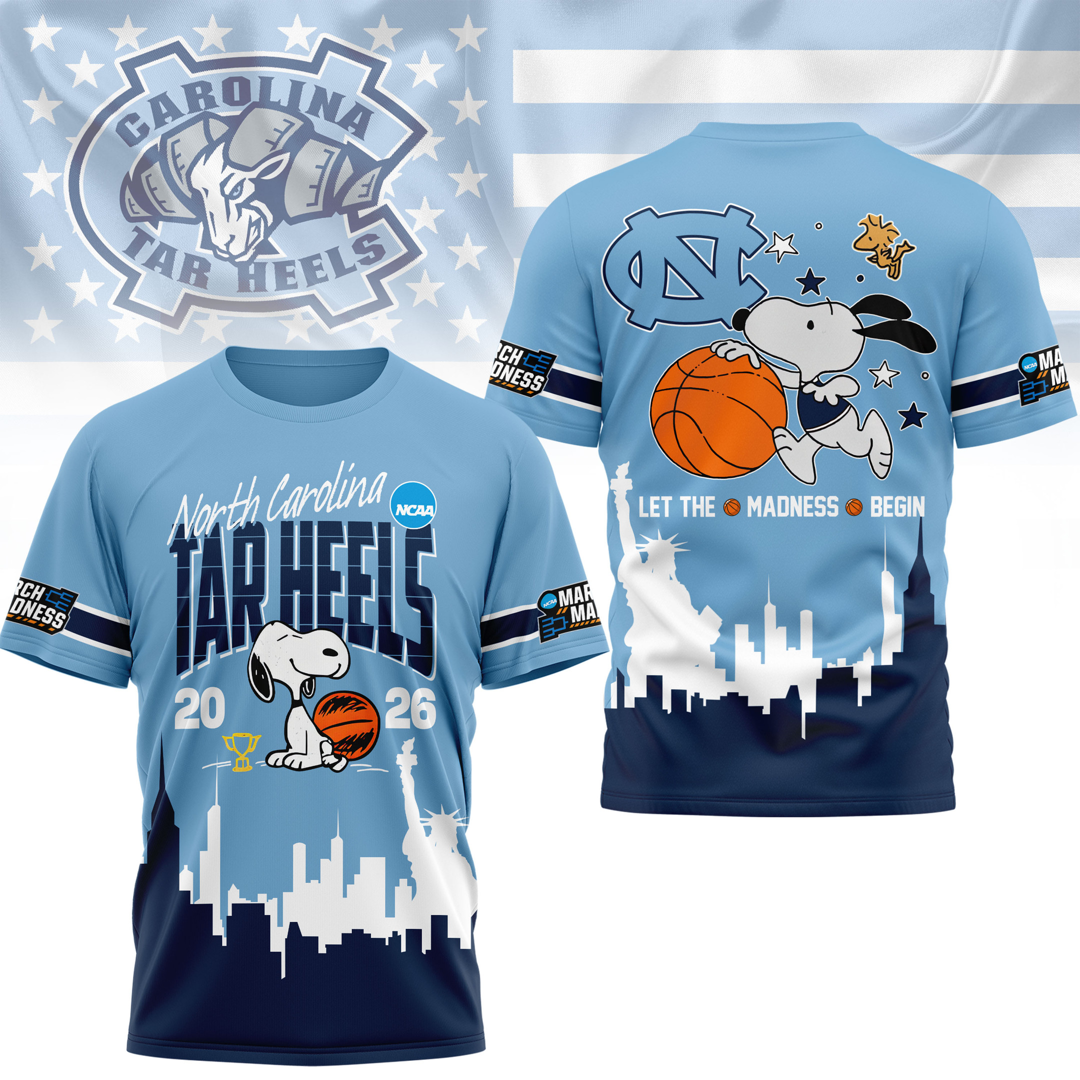 North Carolina Tar Heels | Premium NCAA March Madness 3D Shirt