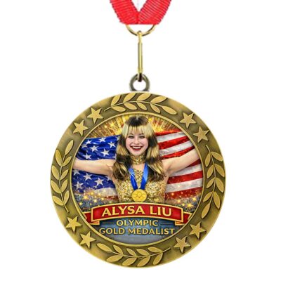 Alysa Liu | Premium Olympic Winter Game Medals with Neck Ribbons HY - Style 1, Hanging rope medals with gift box
