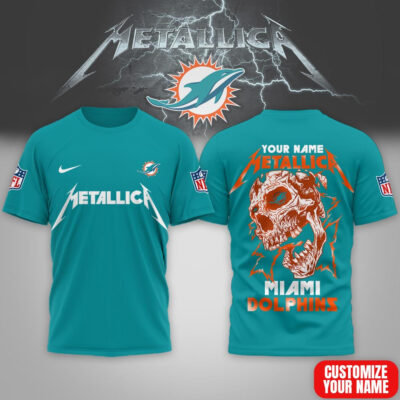 Miami Dolphins | Premium NFL Metallica Skull 3D Shirt