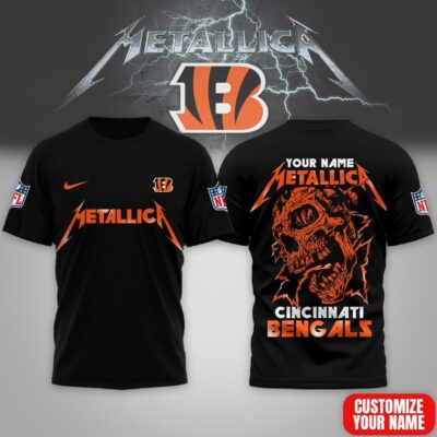 Cincinnati Bengals | Premium NFL Metallica Skull 3D Shirt