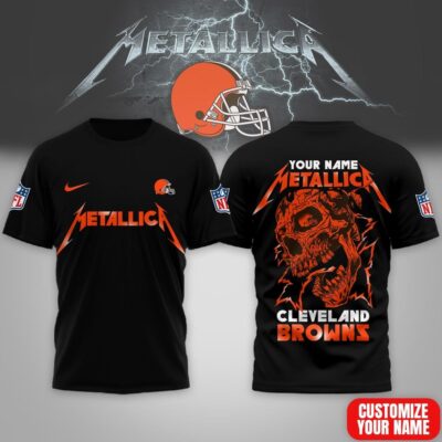 Cleveland Browns | Premium NFL Metallica Skull 3D Shirt