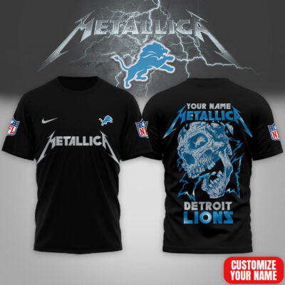 Detroit Lions | Premium NFL Metallica Skull 3D Shirt