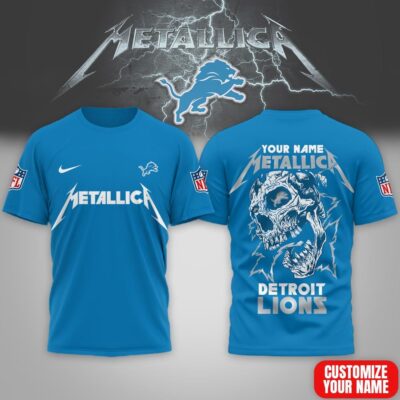 Detroit Lions | Premium NFL Metallica Skull 3D Shirt