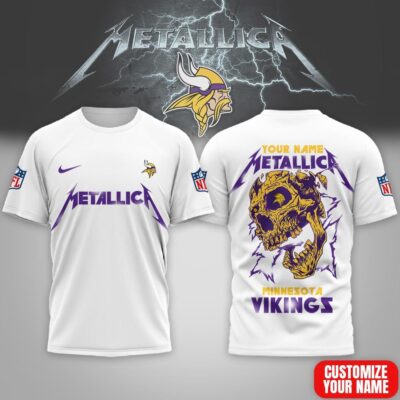 Minnesota Vikings | Premium NFL Metallica Skull 3D Shirt