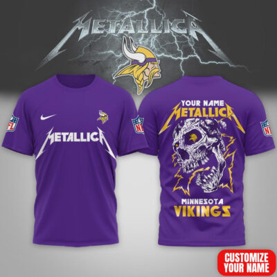 Minnesota Vikings | Premium NFL Metallica Skull 3D Shirt