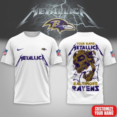 Baltimore Ravens | Premium NFL Metallica Skull 3D Shirt