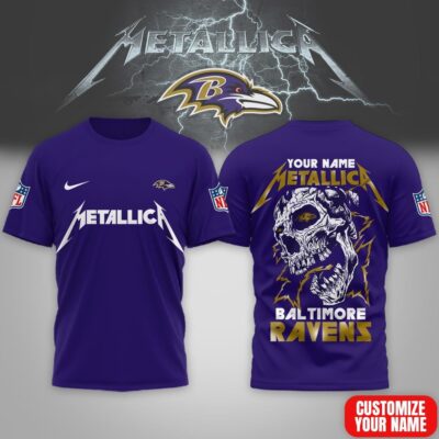 Baltimore Ravens | Premium NFL Metallica Skull 3D Shirt