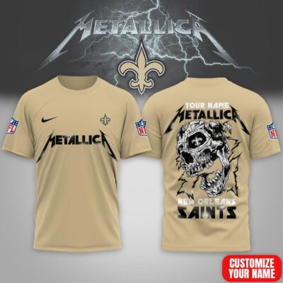 New Orleans Saints | Premium NFL Metallica Skull 3D Shirt