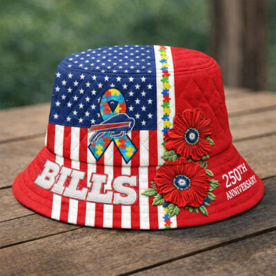 Alternative view of Buffalo Bills | Premium NFL Autism 250th Anniversary Bucket Hat
