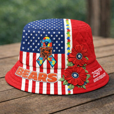 Alternative view of Chicago Bears | Premium NFL Autism 250th Anniversary Bucket Hat
