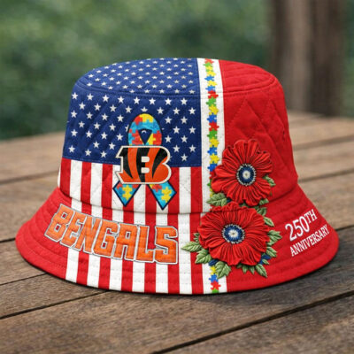 Alternative view of Cincinnati Bengals | Premium NFL Autism 250th Anniversary Bucket Hat