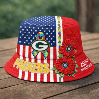 Alternative view of Green Bay Packers | Premium NFL Autism 250th Anniversary Bucket Hat