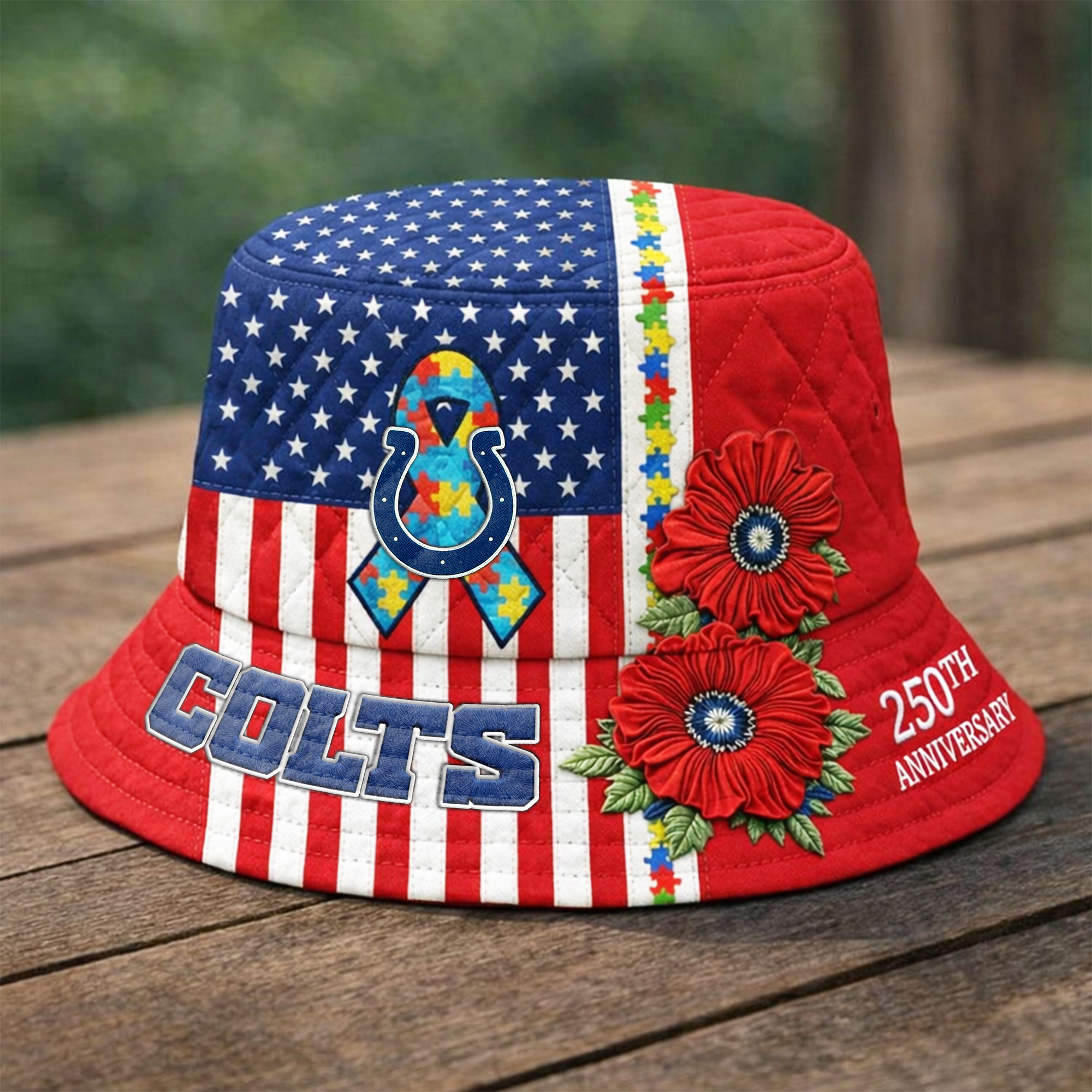 Indianapolis Colts | Premium NFL Autism 250th Anniversary Bucket Hat - Image 2