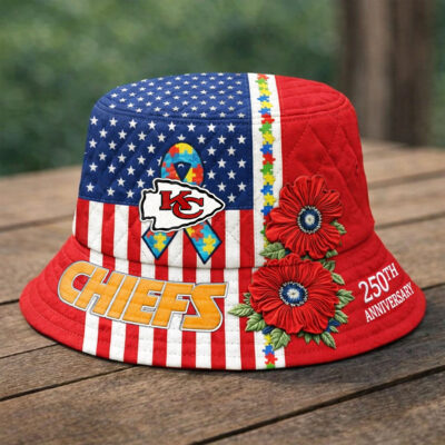 Alternative view of Kansas City Chiefs | Premium NFL Autism 250th Anniversary Bucket Hat