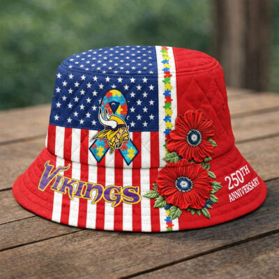 Alternative view of Minnesota Vikings | Premium NFL Autism 250th Anniversary Bucket Hat