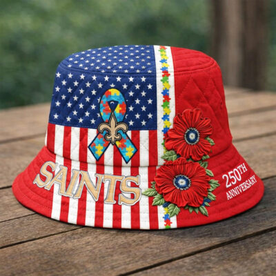 Alternative view of New Orleans Saints | Premium NFL Autism 250th Anniversary Bucket Hat