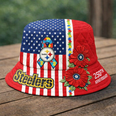 Alternative view of Pittsburgh Steelers | Premium NFL Autism 250th Anniversary Bucket Hat