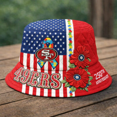 Alternative view of San Francisco 49ers | Premium NFL Autism 250th Anniversary Bucket Hat