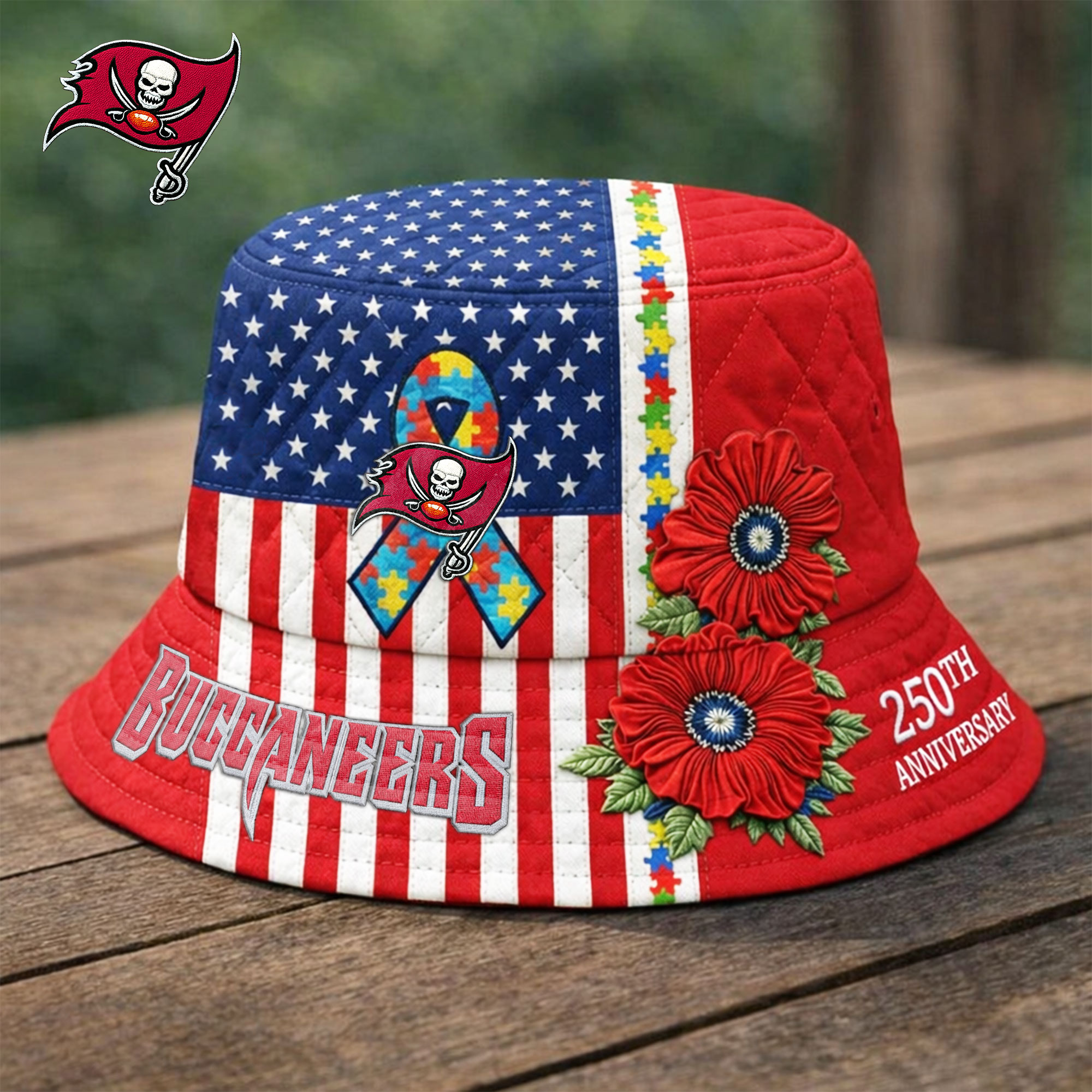 Tampa Bay Buccaneers | Premium NFL Autism 250th Anniversary Bucket Hat