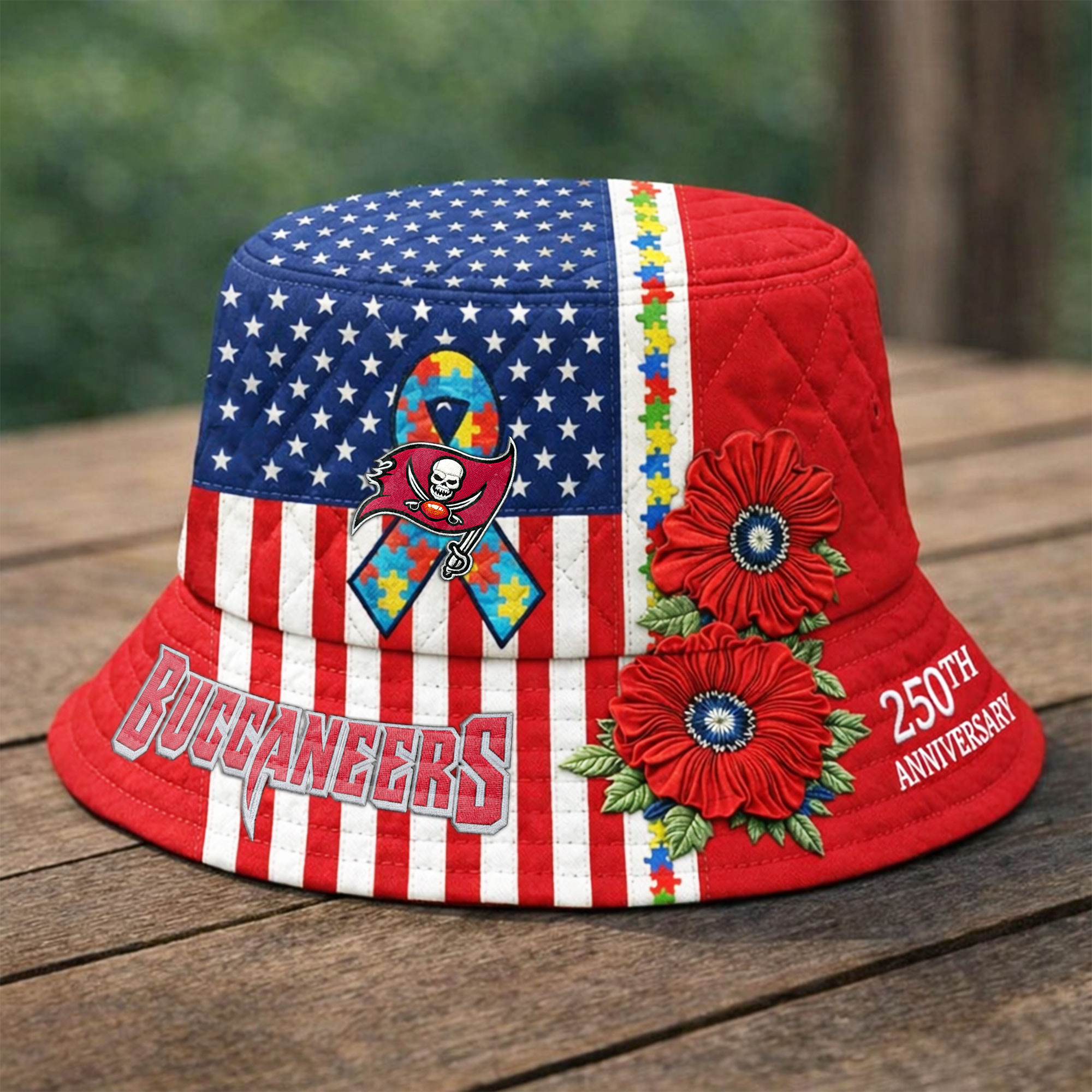 Tampa Bay Buccaneers | Premium NFL Autism 250th Anniversary Bucket Hat - Image 2