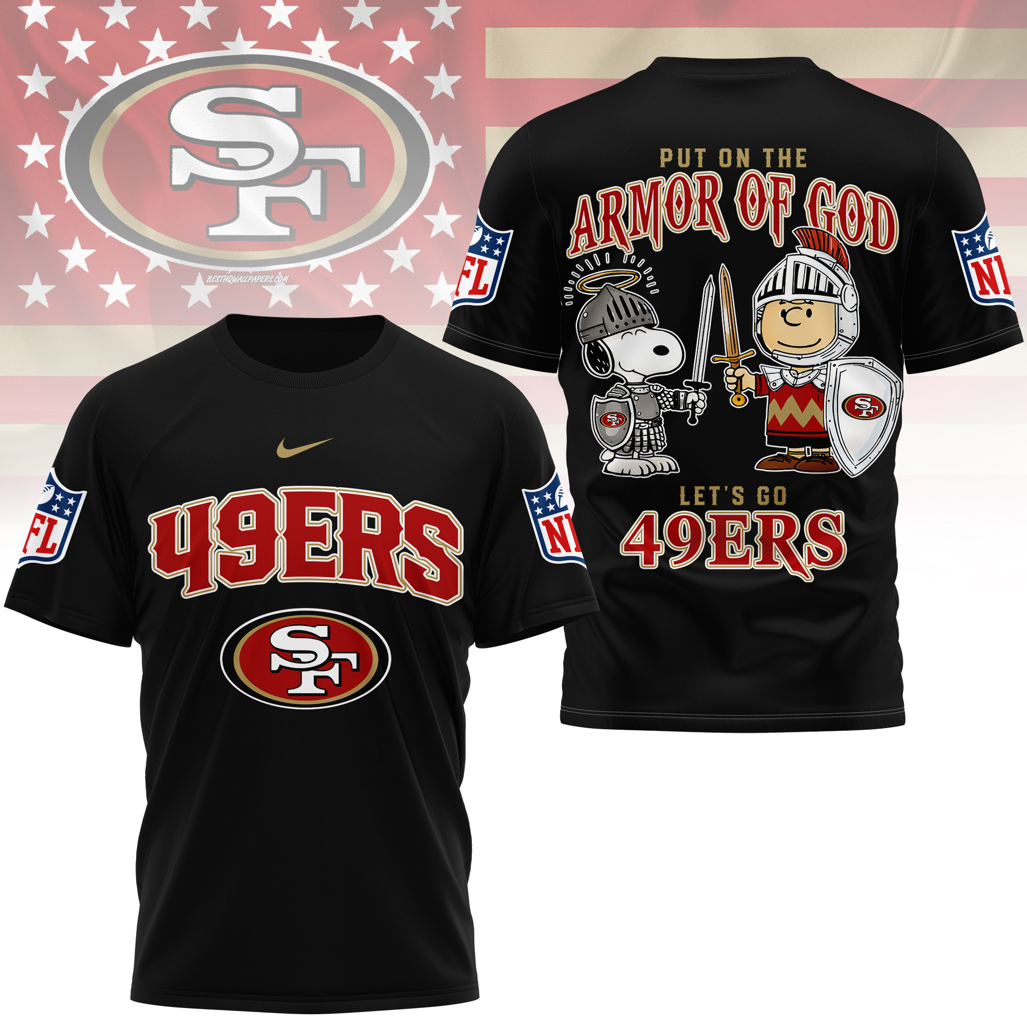 San Francisco 49ers | Premium NFL Armor of God 3D Shirt - Image 2