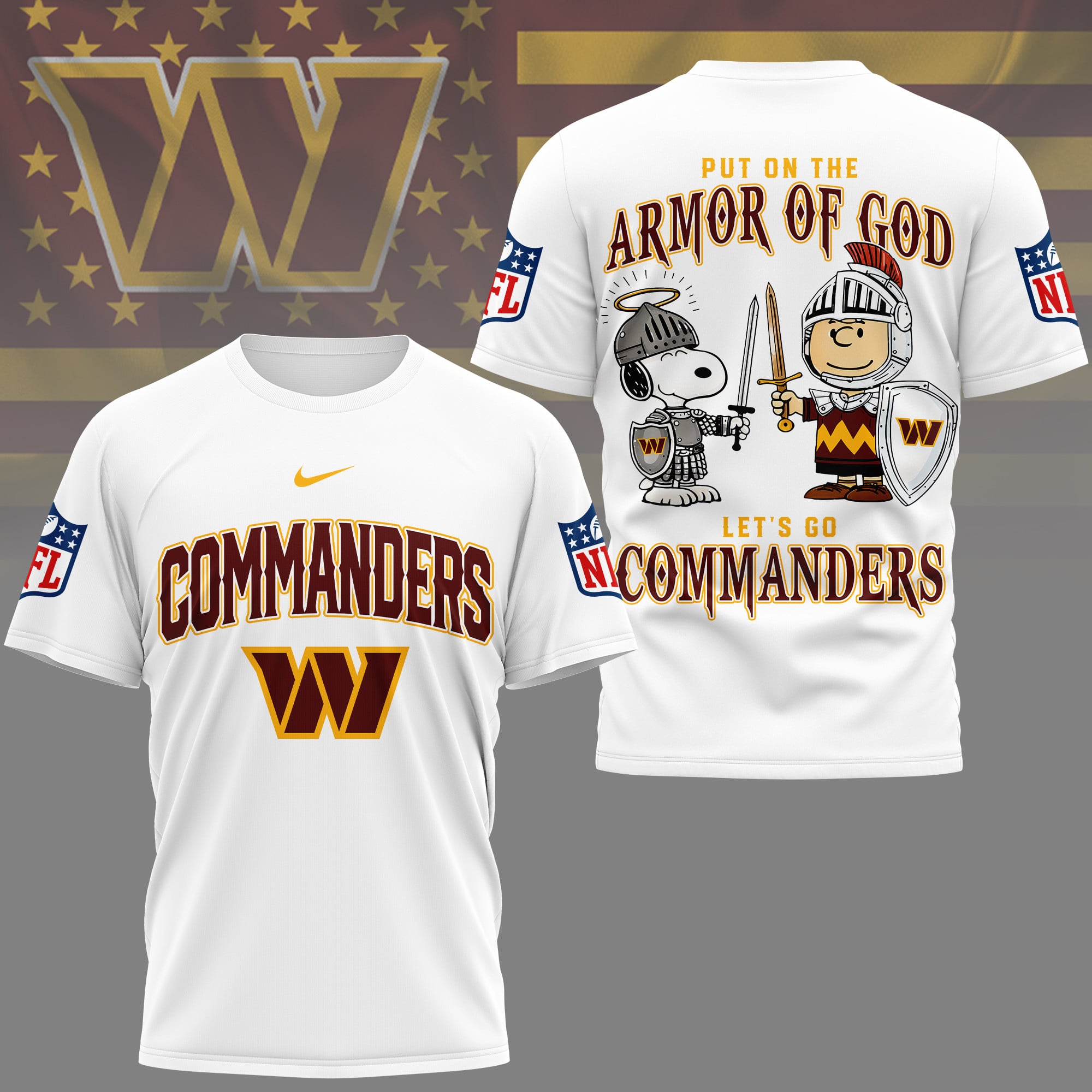 Washington Commanders | Premium NFL Armor of God 3D Shirt