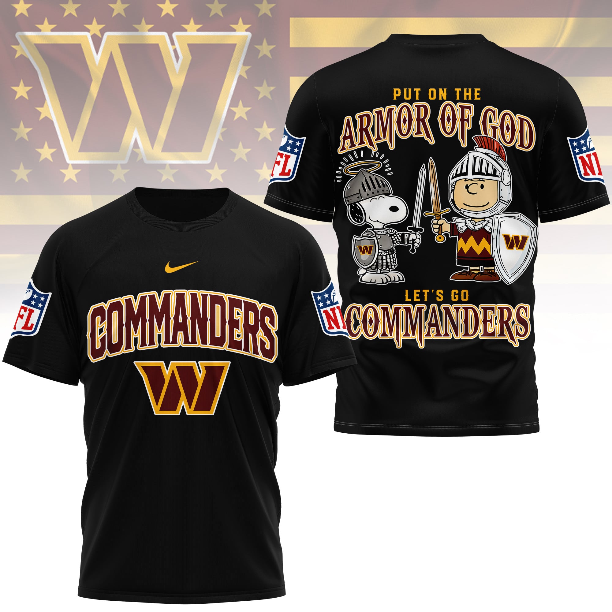 Washington Commanders | Premium NFL Armor of God 3D Shirt - Image 2