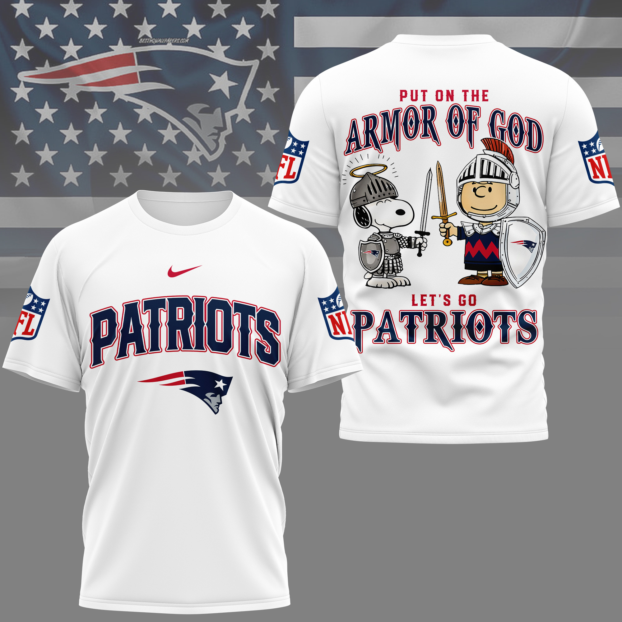 New England Patriots | Premium NFL Armor of God 3D Shirt