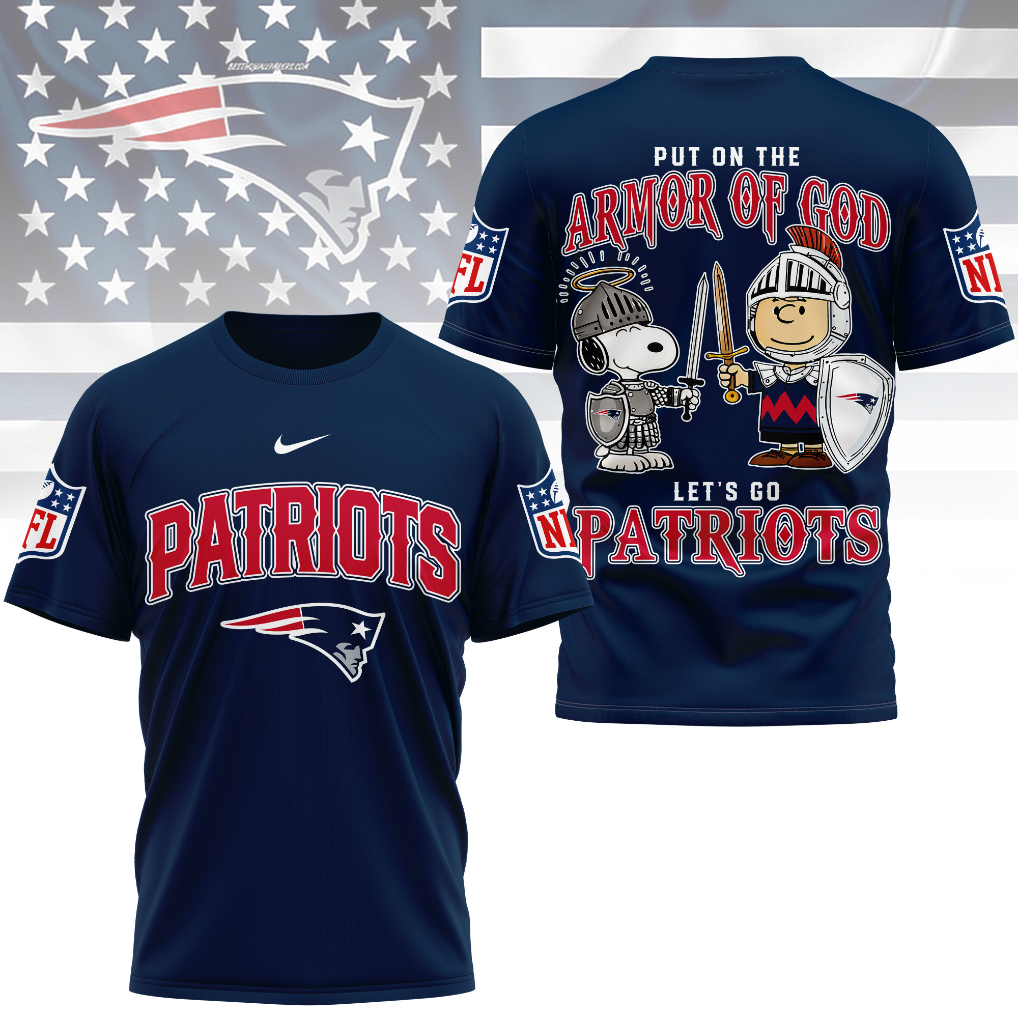 New England Patriots | Premium NFL Armor of God 3D Shirt - Image 3