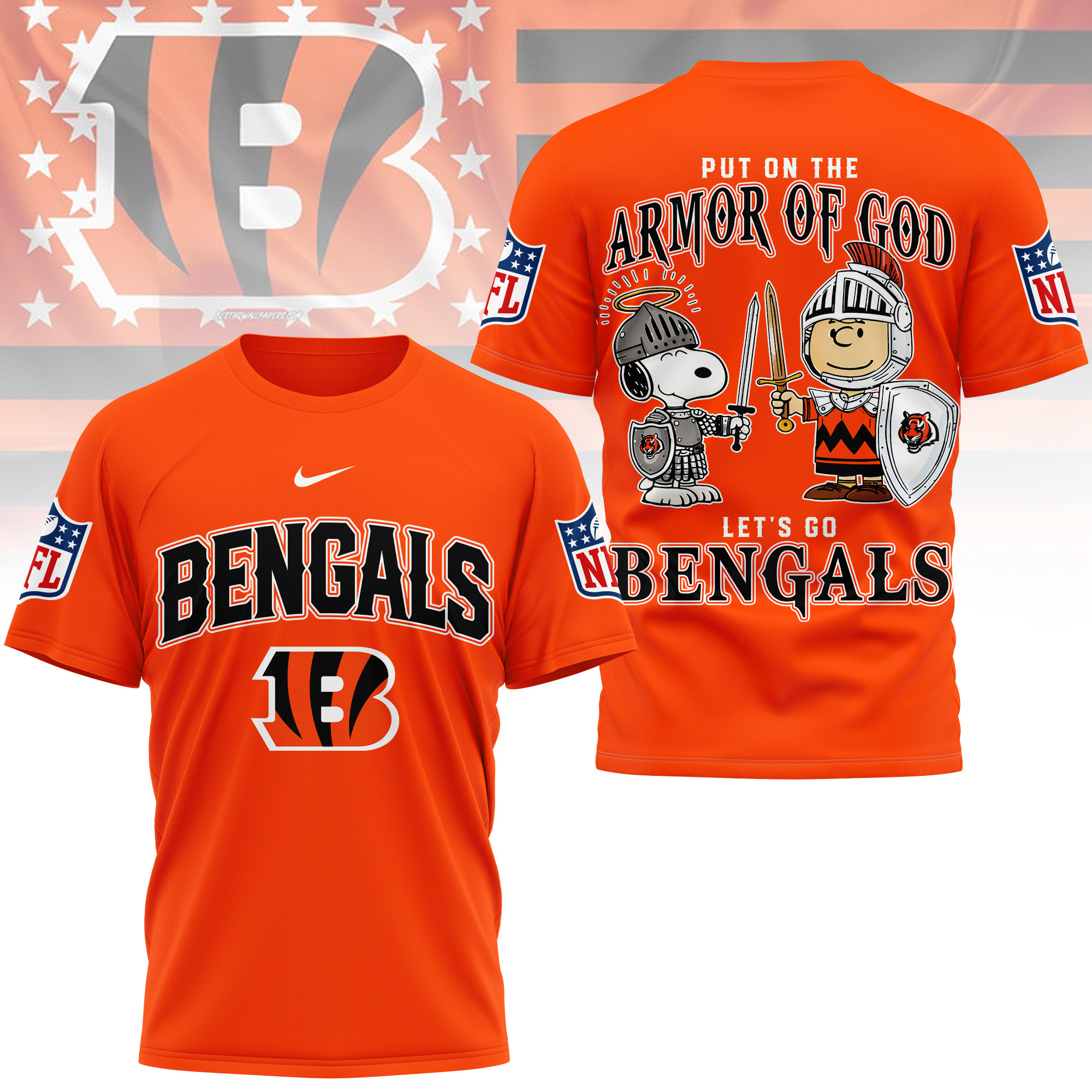 Cincinnati Bengals | Premium NFL Armor of God 3D Shirt - Image 3