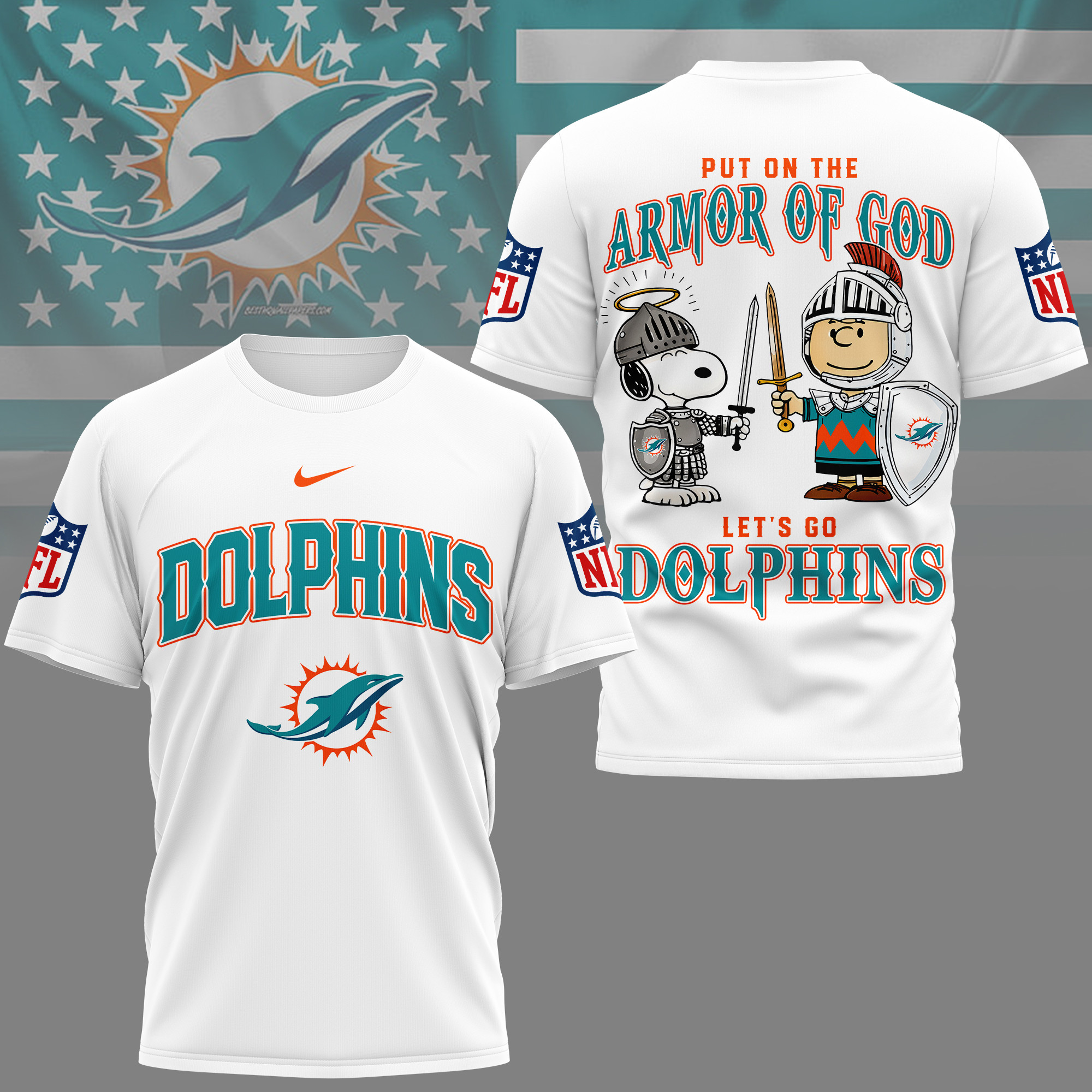 Miami Dolphins | Premium NFL Armor of God 3D Shirt