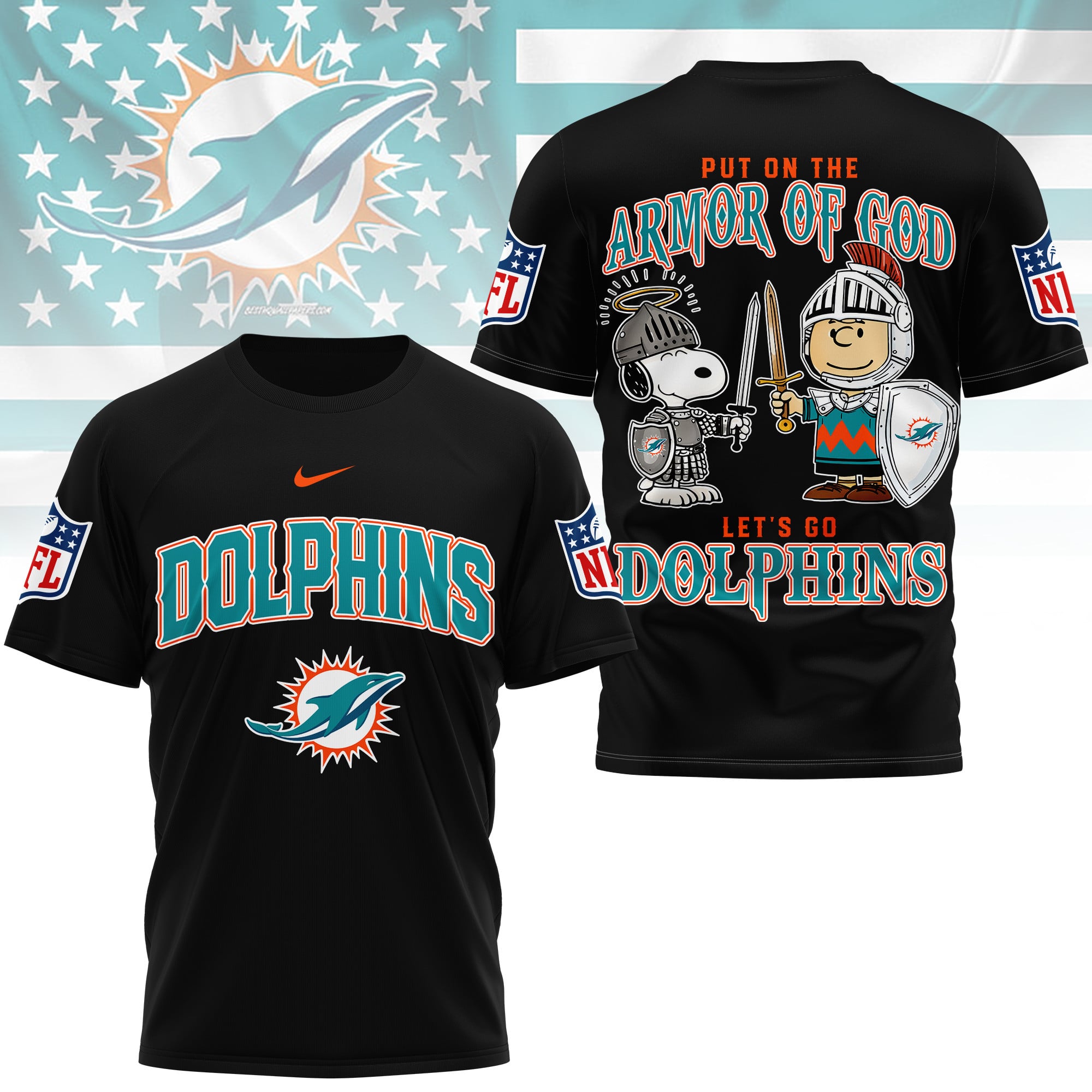 Miami Dolphins | Premium NFL Armor of God 3D Shirt - Image 2