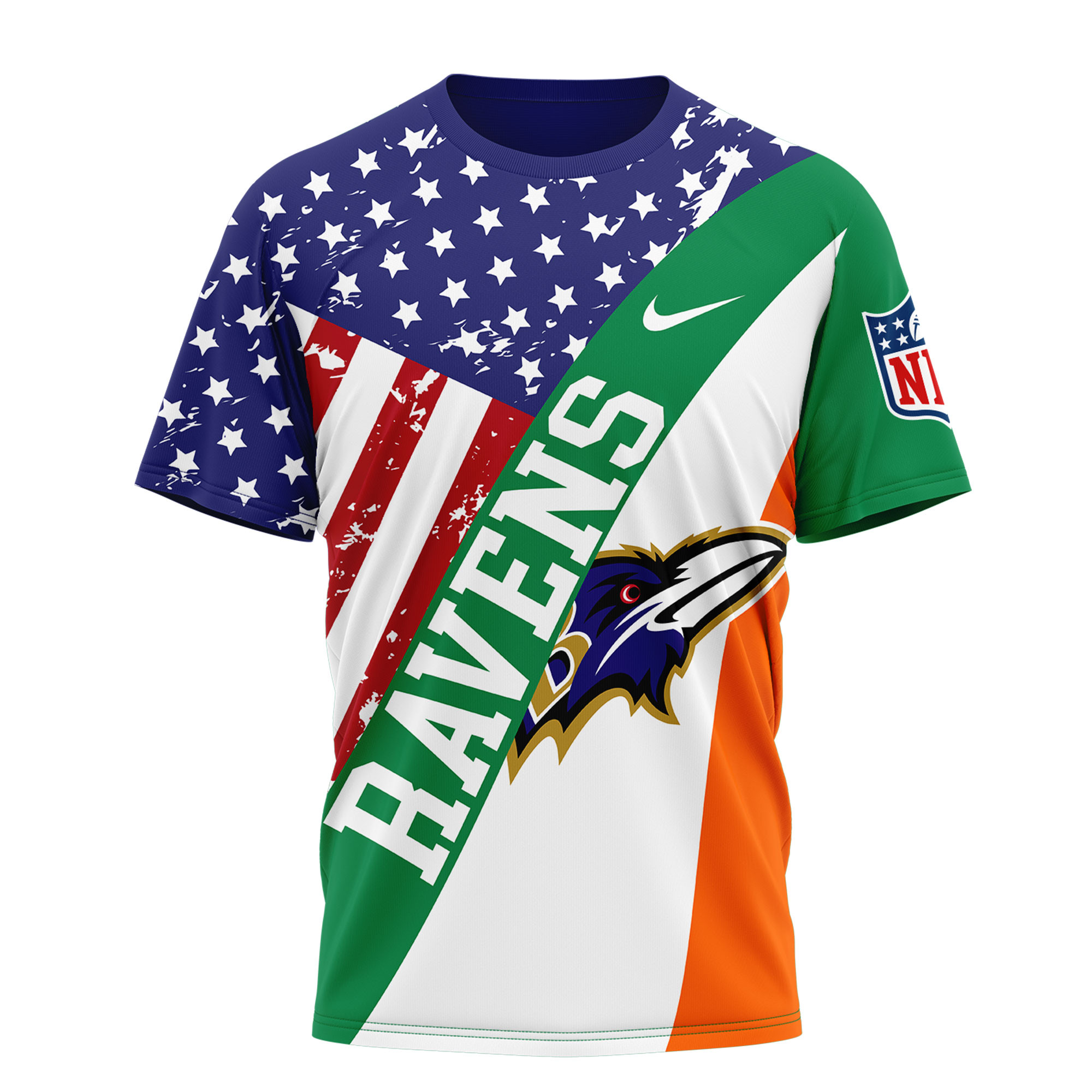 Baltimore Ravens | Premium NFL Irish America 3D Shirt - Image 3