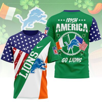 Detroit Lions | Premium NFL Irish America 3D Shirt