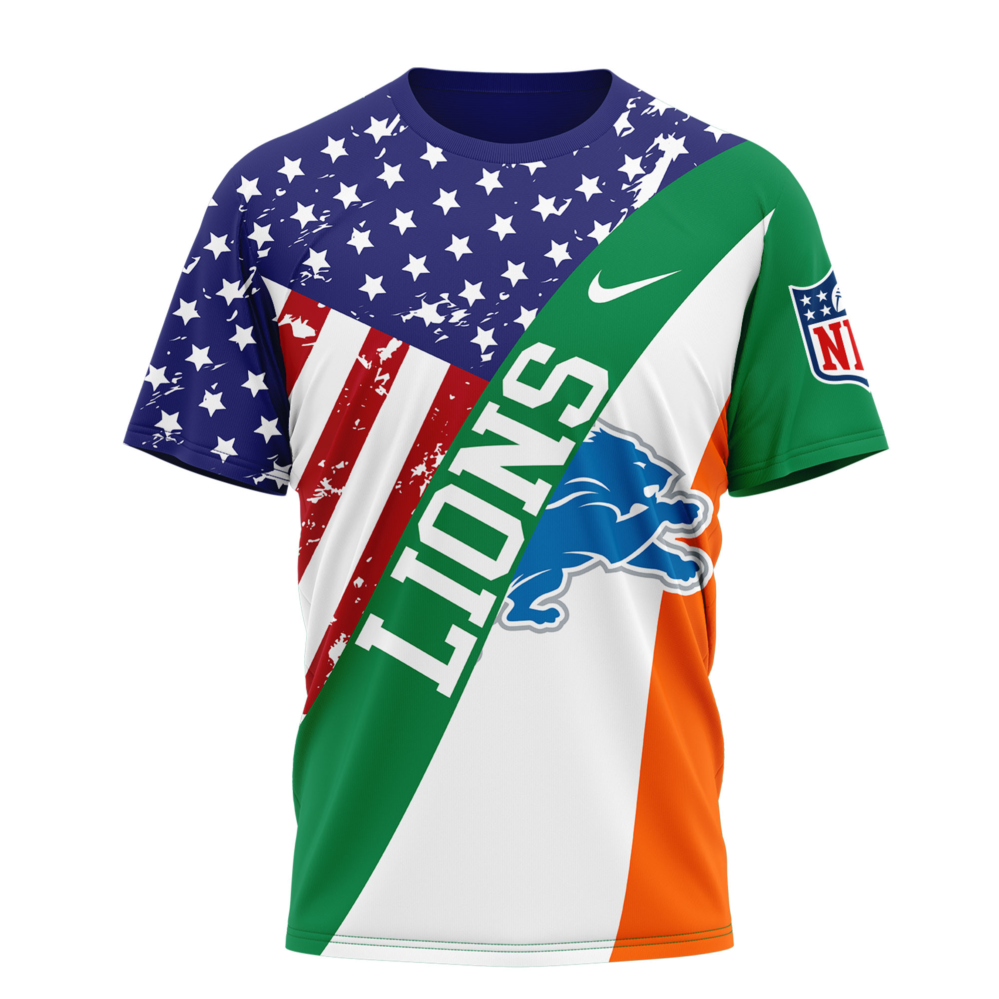 Detroit Lions | Premium NFL Irish America 3D Shirt - Image 2