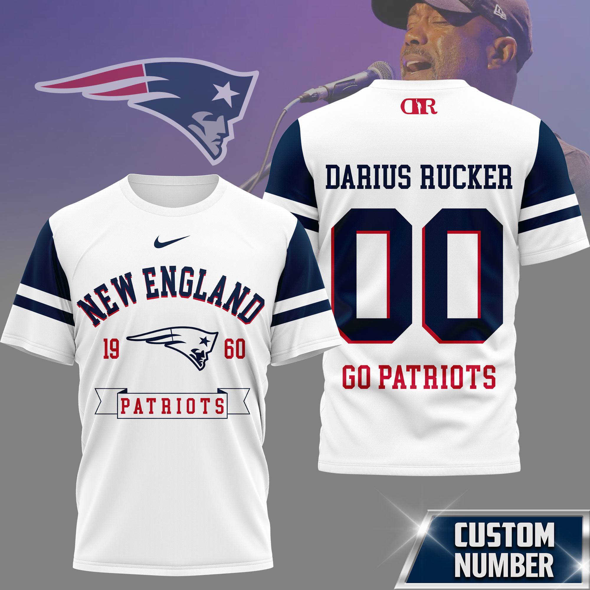 New England Patriots | Premium NFL Darius Rucker Fan 3D Shirt