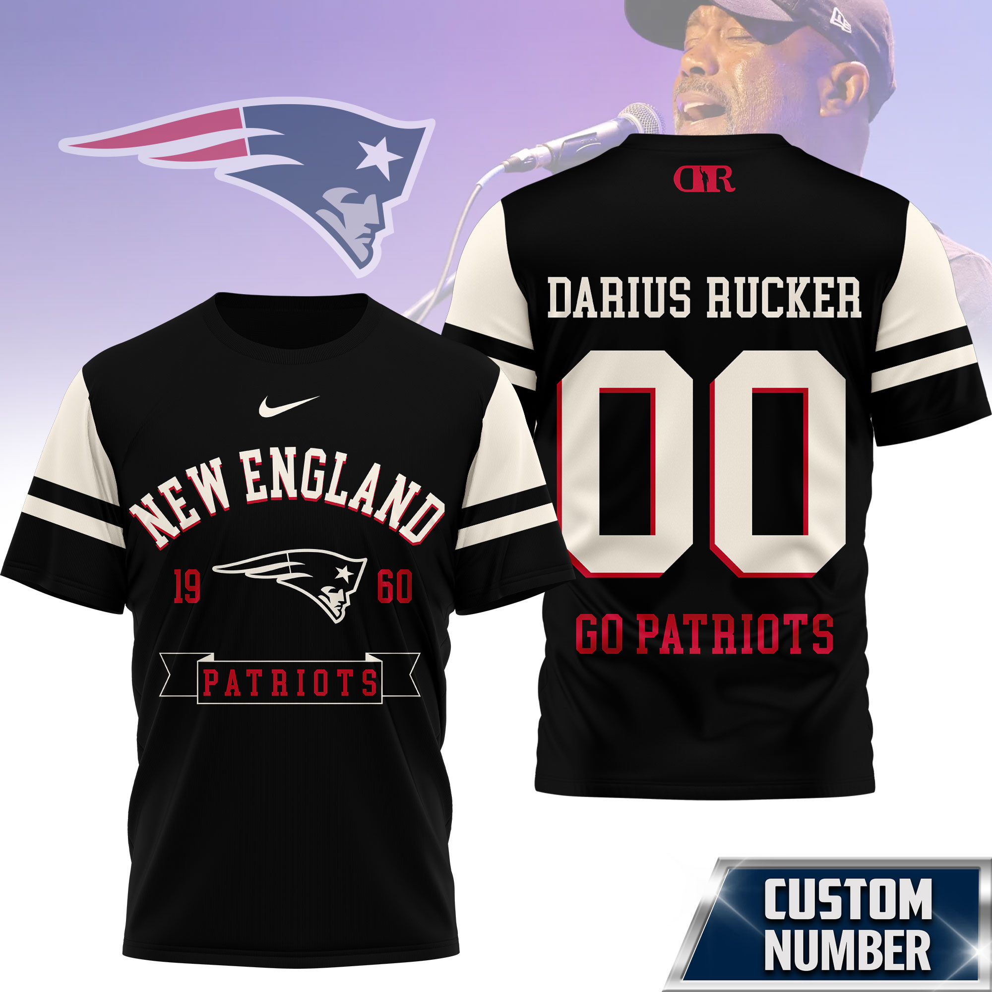 New England Patriots | Premium NFL Darius Rucker Fan 3D Shirt - Image 2