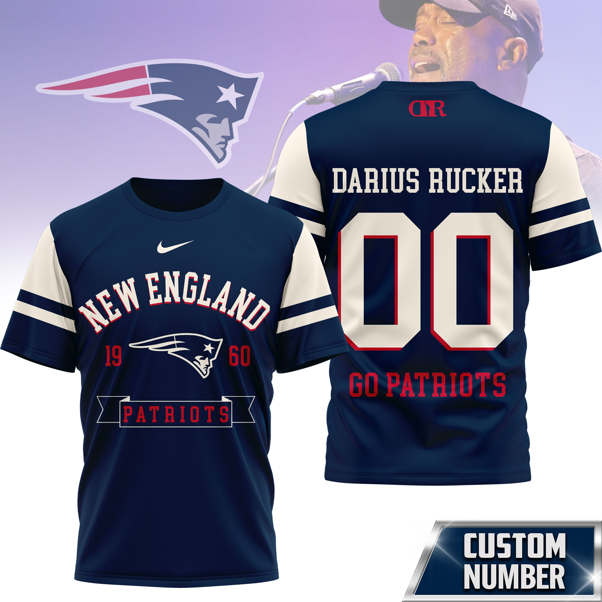New England Patriots | Premium NFL Darius Rucker Fan 3D Shirt - Image 3