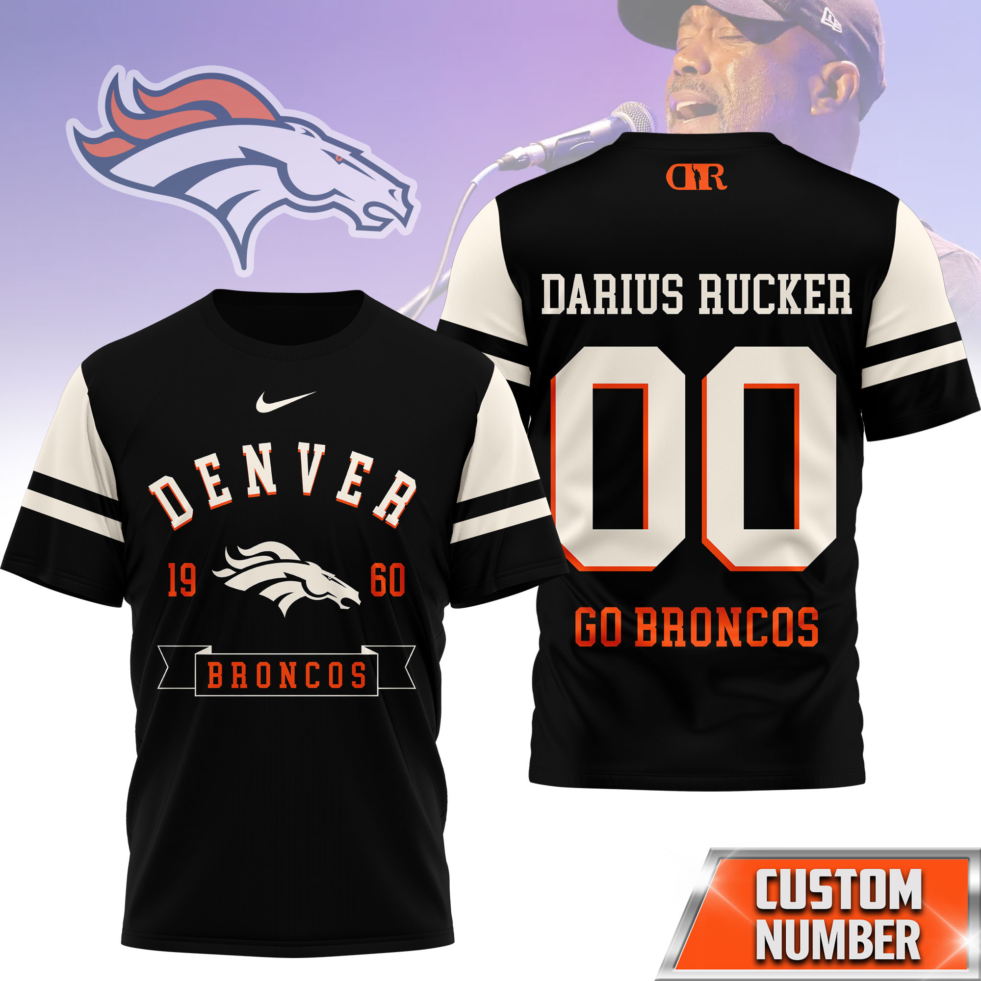 Denver Broncos | Premium NFL Darius Rucker Fan 3D Shirt - Image 2