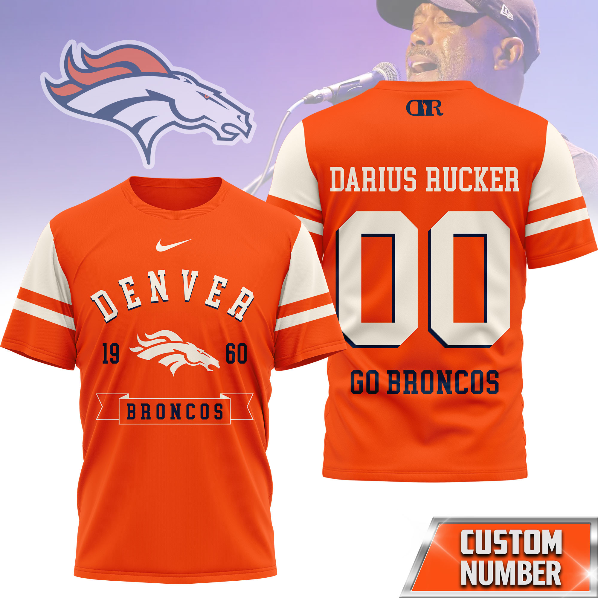 Denver Broncos | Premium NFL Darius Rucker Fan 3D Shirt - Image 3