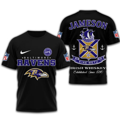 Alternative view of Baltimore Ravens | Premium NFL Jameson Irish Whiskey 3D Shirt