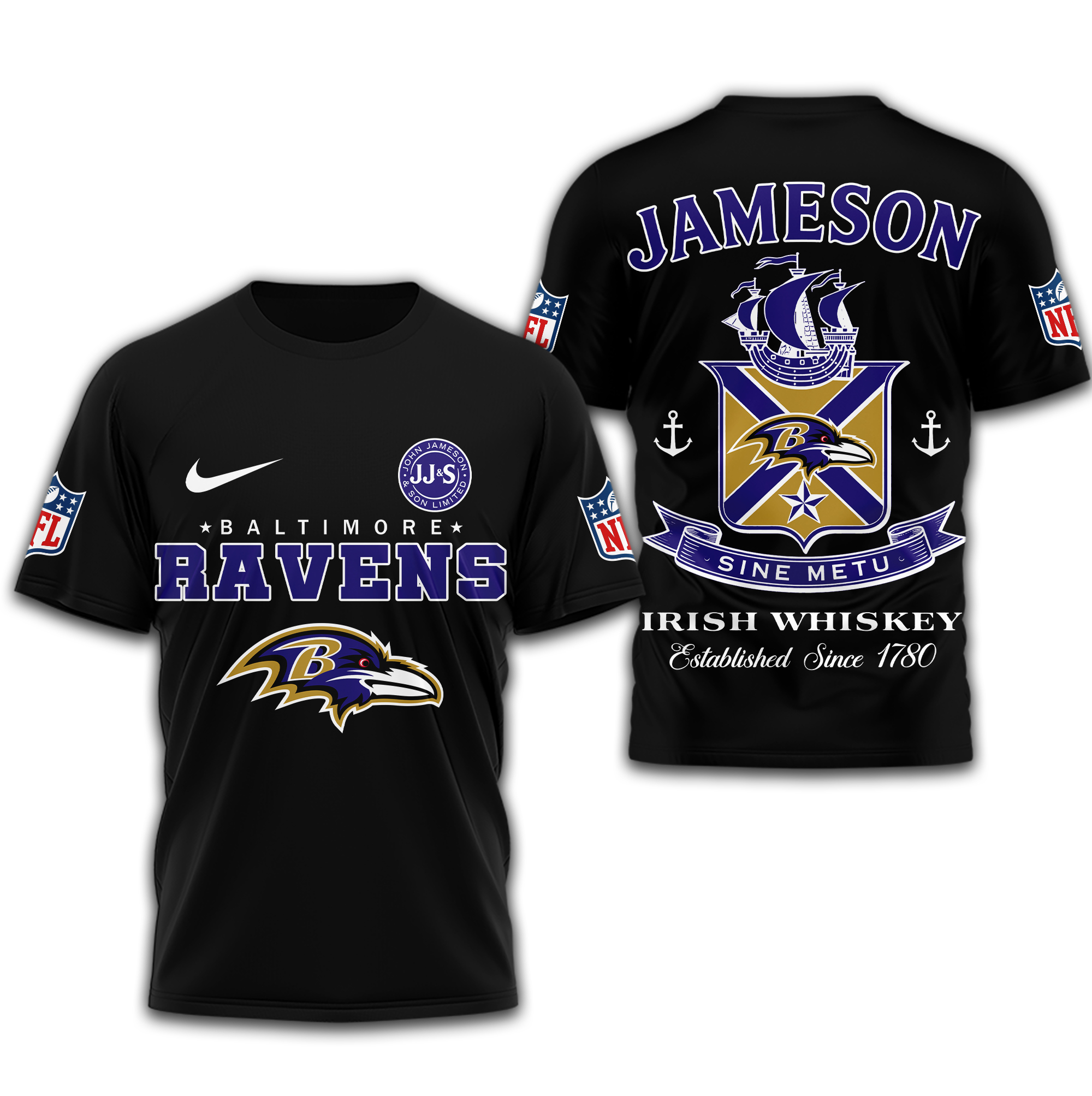 Baltimore Ravens | Premium NFL Jameson Irish Whiskey 3D Shirt - Image 2