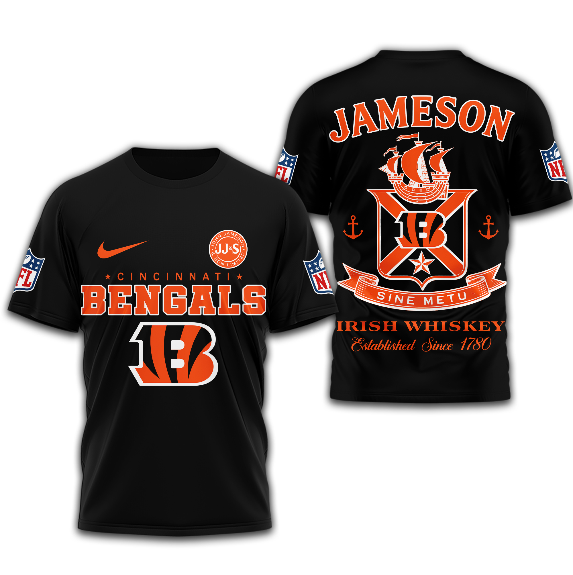 Cincinnati Bengals | Premium NFL Jameson Irish Whiskey 3D Shirt - Image 2