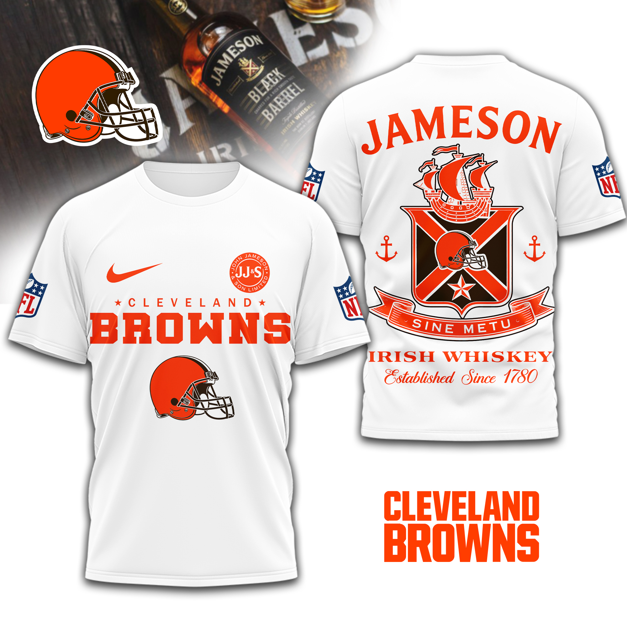 Cleveland Browns | Premium NFL Jameson Irish Whiskey 3D Shirt