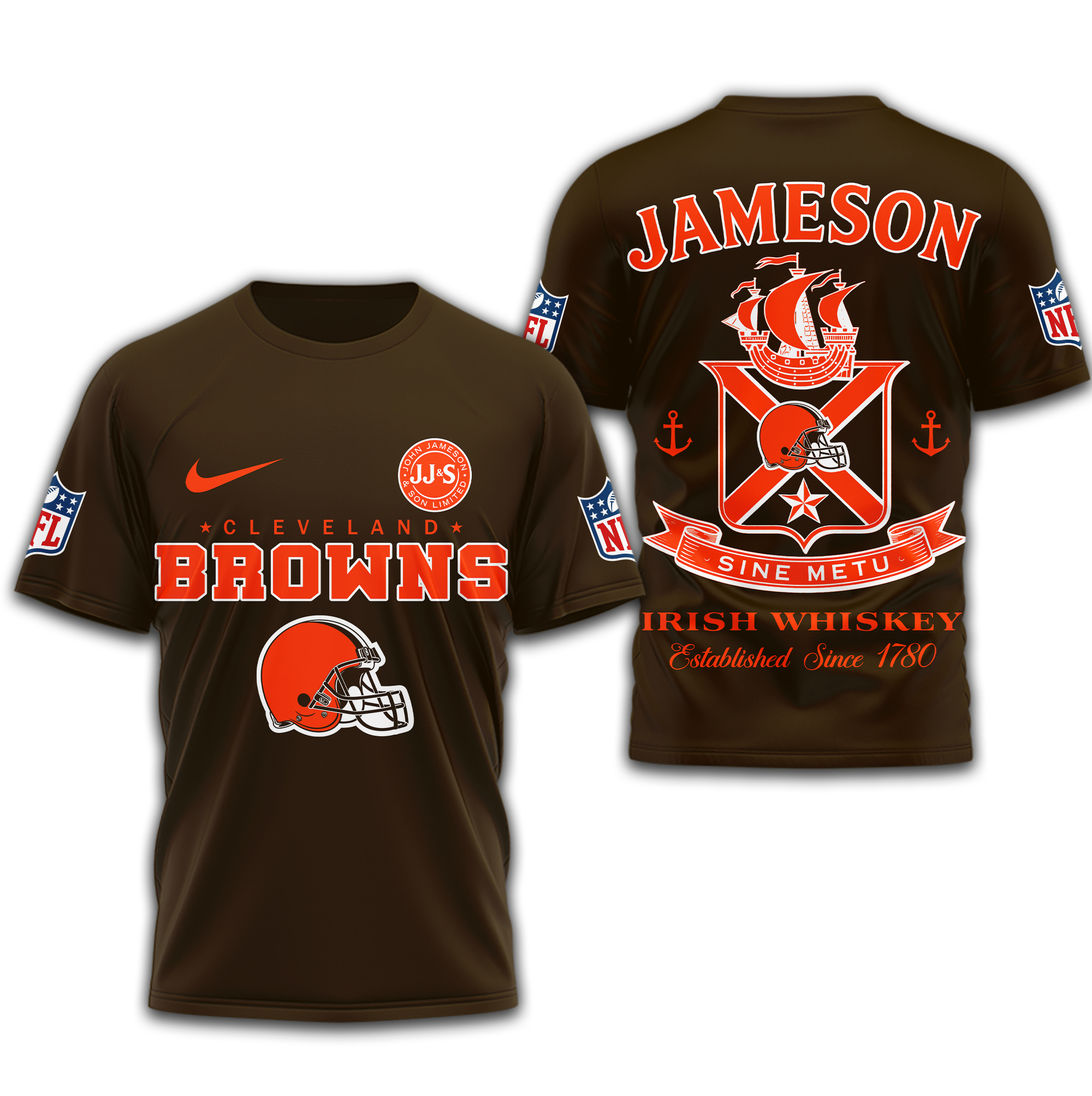 Cleveland Browns | Premium NFL Jameson Irish Whiskey 3D Shirt - Image 3