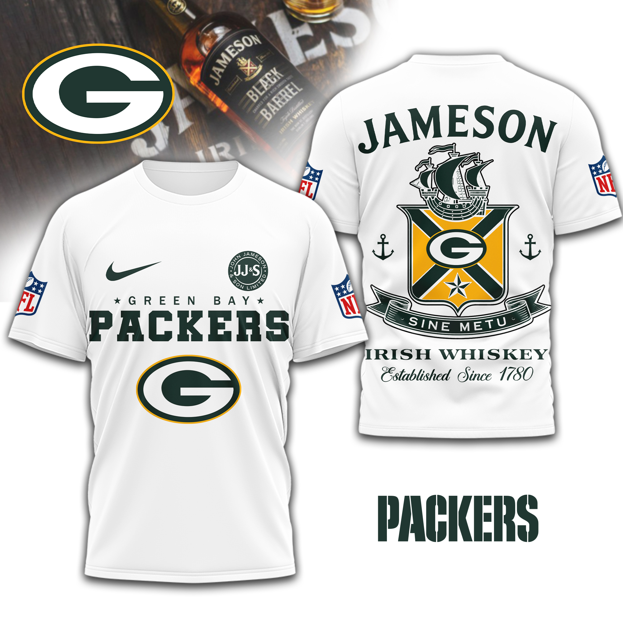 Green Bay Packers | Premium NFL Jameson Irish Whiskey 3D Shirt